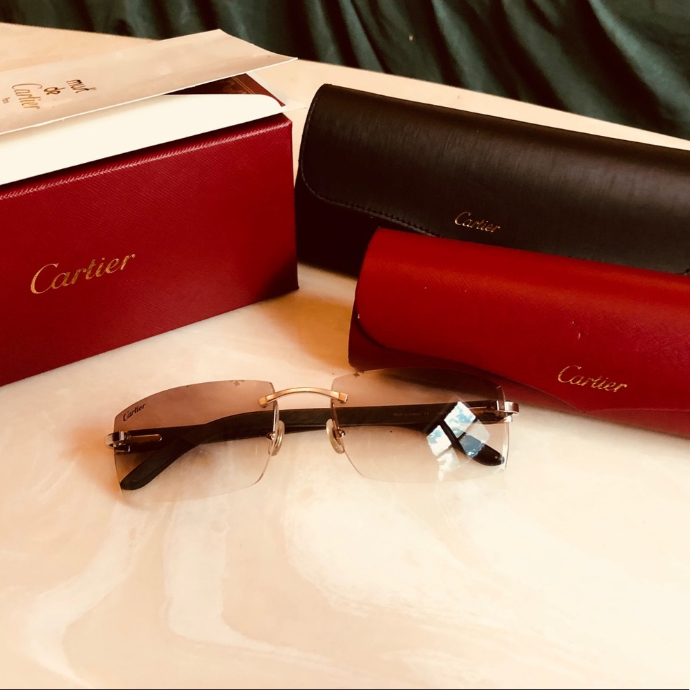 Sold Cartier frameless bubinga wood sunglasses